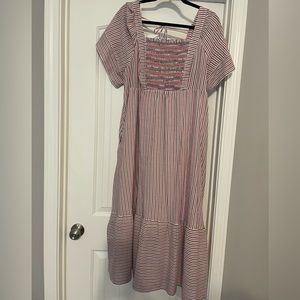 Red/white/blue striped Old Navy midi dress